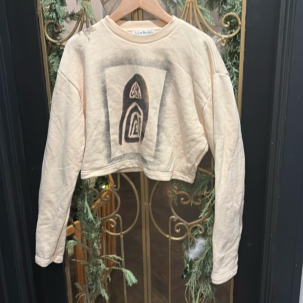 Over sized small acne studio logo sweater crop top